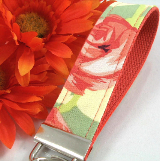 Amy Butler Key Fob Tangerine Roses