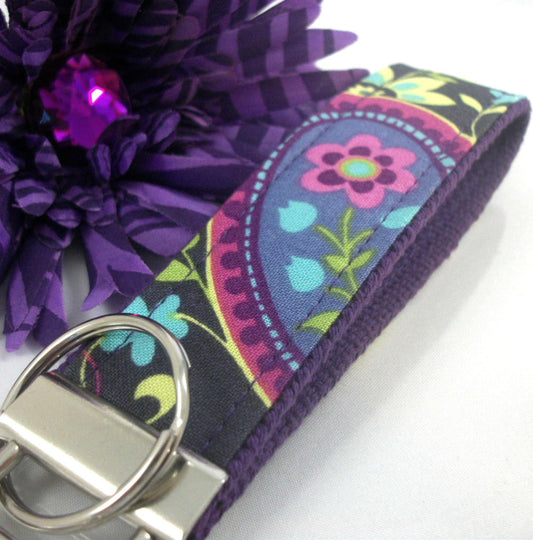 Handmade Wristlet Keychain in Paisley fabric, College Graduation Gift for her, I Miss You Gift, Mom Gift from Son