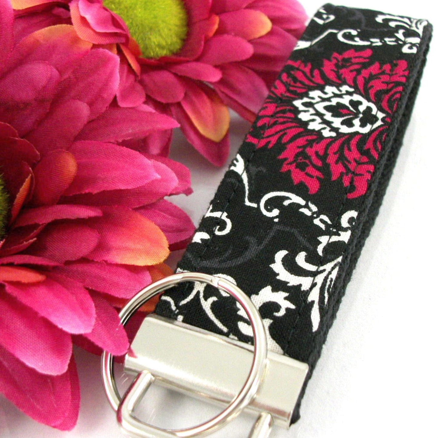 Wristlet Key Fob Damask Pattern
