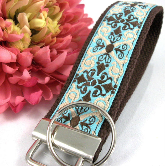 Handmade Jacquard Ribbon Keychain, College Graduation Gift for her, I Miss You Gift, Mom Gift from Son