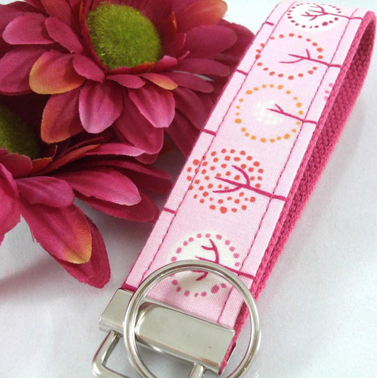 Handmade Wristlet Keychain in Tree Fabric, College Graduation Gift for her, I Miss You Gift, Mom Gift from Son