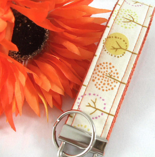 Handmade Wristlet Keychain in Tree Fabric, College Graduation Gift for her, I Miss You Gift, Mom Gift from Son