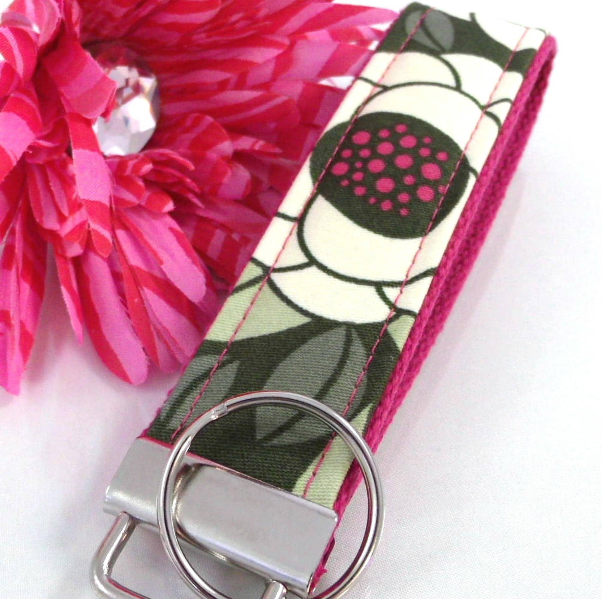 Wristlet Key Fob Floral Magenta Joel Dewberry