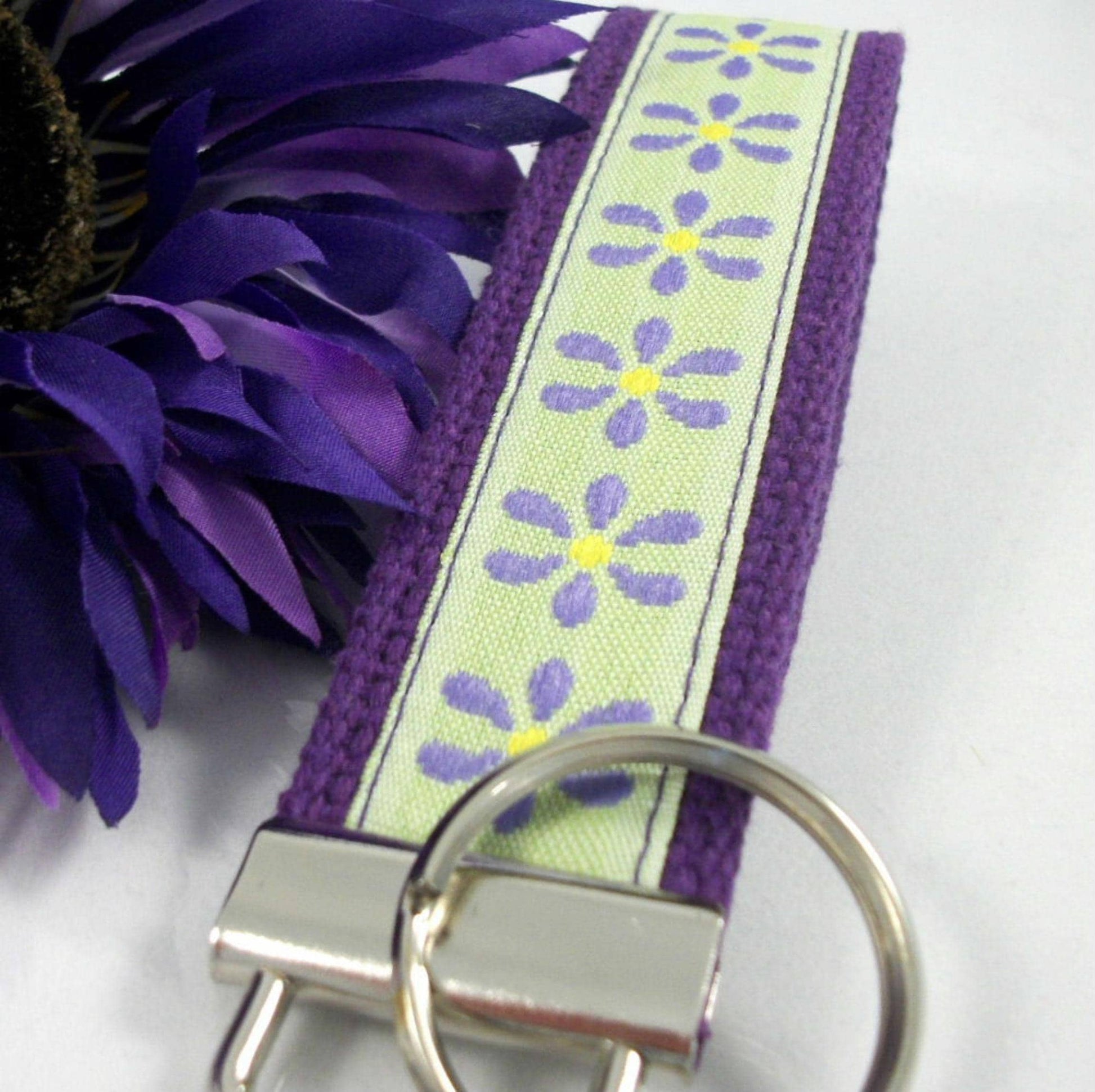 Handmade Jacquard Ribbon Keychain, College Graduation Gift for her, I Miss You Gift, Mom Gift from Son