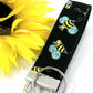 Handmade Wristlet Keychain in Bumble Bee Fabric, College Graduation Gift for her, I Miss You Gift, Mom Gift from Son