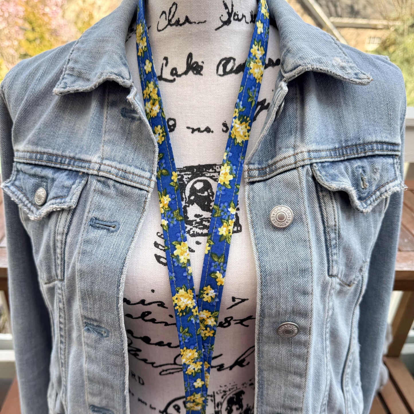 Floral Lanyard for Work Badge, Work Lanyard, Lanyard for Teacher, Cute Lanyard, Gift For Coworker, Lanyard for Women, Yellow and Blue