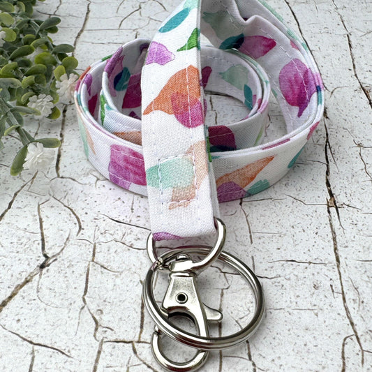 Teacher Lanyard, Work Lanyard, Watercolors, Cute Lanyard, Multicolor lanyard, Teacher Appreciation gifts, Teacher Life, Student Teacher Gift