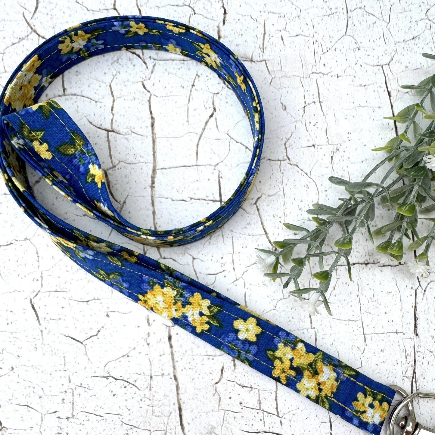 Floral Lanyard for Work Badge, Work Lanyard, Lanyard for Teacher, Cute Lanyard, Gift For Coworker, Lanyard for Women, Yellow and Blue