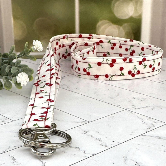Cherries Fabric Lanyard, Lanyard for work badge, cute lanyard, Lanyard for Teacher, Teacher Life, Gift for Coworker, Lanyard for Keys