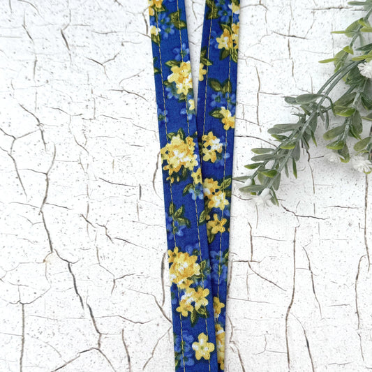 Floral Lanyard for Work Badge, Work Lanyard, Lanyard for Teacher, Cute Lanyard, Gift For Coworker, Lanyard for Women, Yellow and Blue