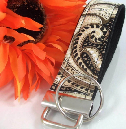 Paisley Wristlet Keychain Key Fob