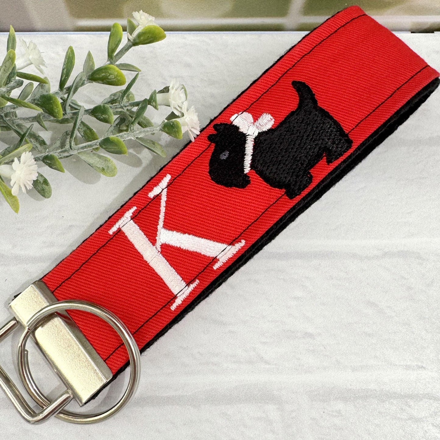 Handmade Scottish Terrier Keychain, Scottie Dog, Scottie Dog Gifts, Scottish Terrier Gifts, Life is Better with a Dog, Initial Keychain