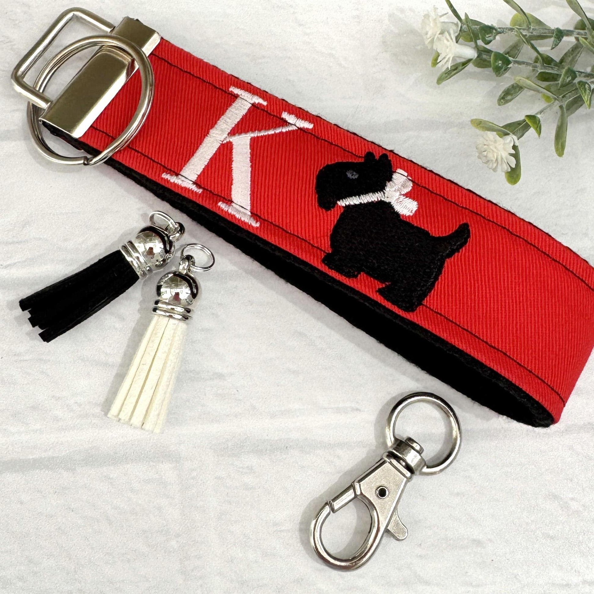 Handmade Scottish Terrier Keychain, Scottie Dog, Scottie Dog Gifts, Scottish Terrier Gifts, Life is Better with a Dog, Initial Keychain