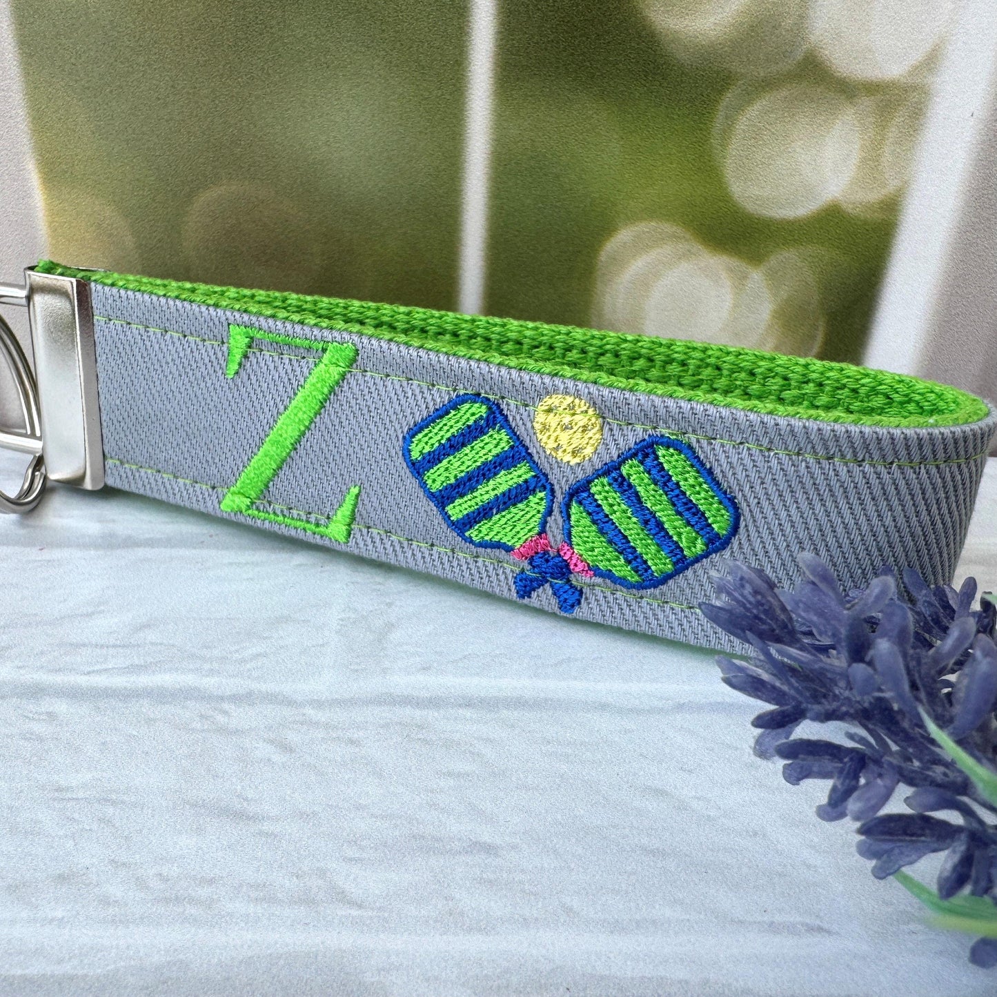 Pickleball Keychain, Pickleball Gifts, Wristlet Keychain, Letter Keychain, Embroidered Keychain, Pickleball Team, Pickleball Basket