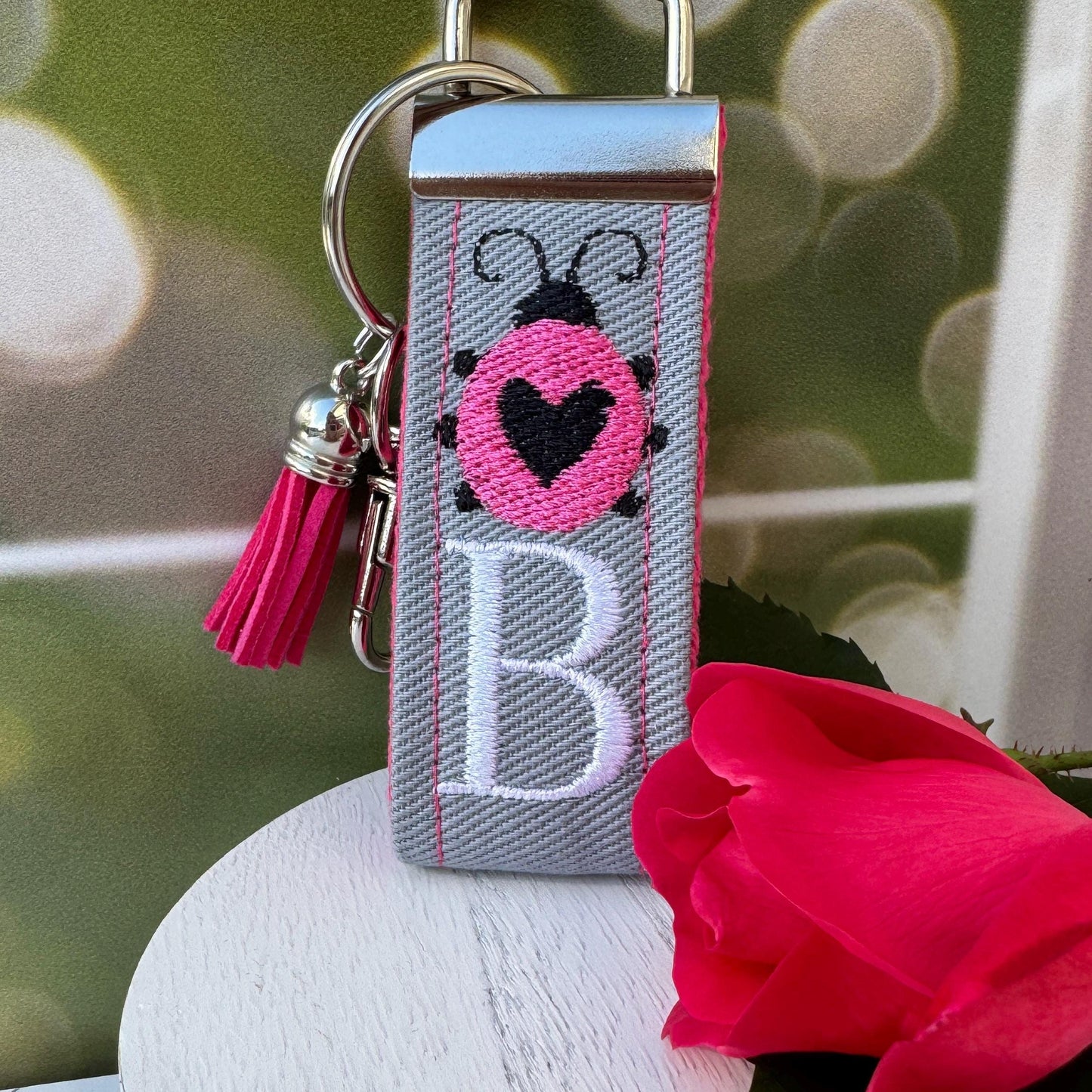 Handmade Ladybug Keychain, Ladybug Gifts, Ladybugs, Initial Keychain, Personalized Gift, Lady bugs, Personalized Keychain, Luggage Tag