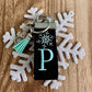Handmade Snowflake Keychain, Winter Birthday Gift, Snowflake Gifts, Initial Keychain, Snowflake Bridal, Winter Bridal Shower, Skier Gifts