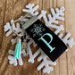 Handmade Snowflake Keychain, Winter Birthday Gift, Snowflake Gifts, Initial Keychain, Snowflake Bridal, Winter Bridal Shower, Skier Gifts