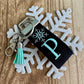 Handmade Snowflake Keychain, Winter Birthday Gift, Snowflake Gifts, Initial Keychain, Snowflake Bridal, Winter Bridal Shower, Skier Gifts