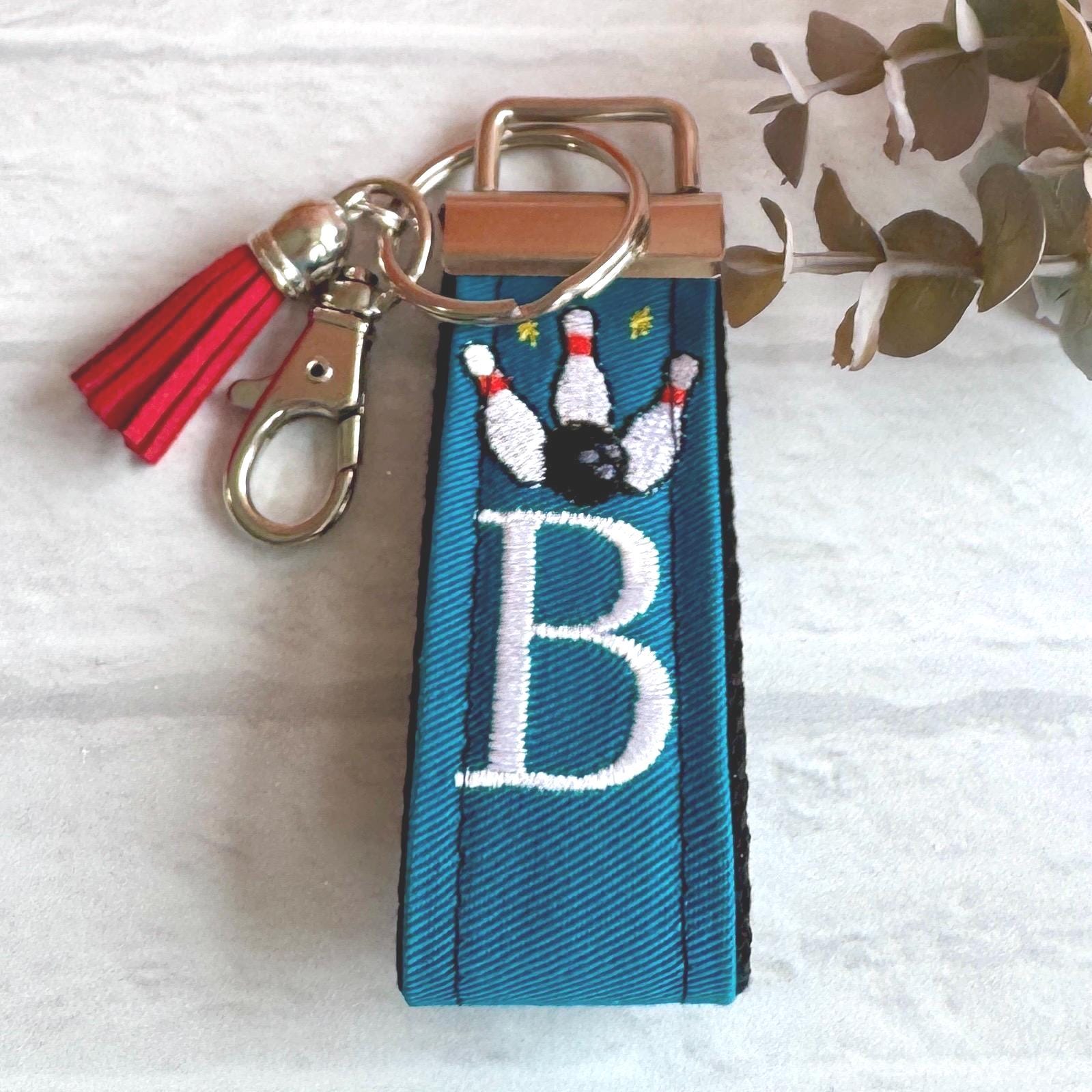 Bowling Keychain, Bowling Gifts, Bowling team, Backpack Keychain, Letter Keychain, Embroidered Keychain, Initial Keychain, Luggage Tag