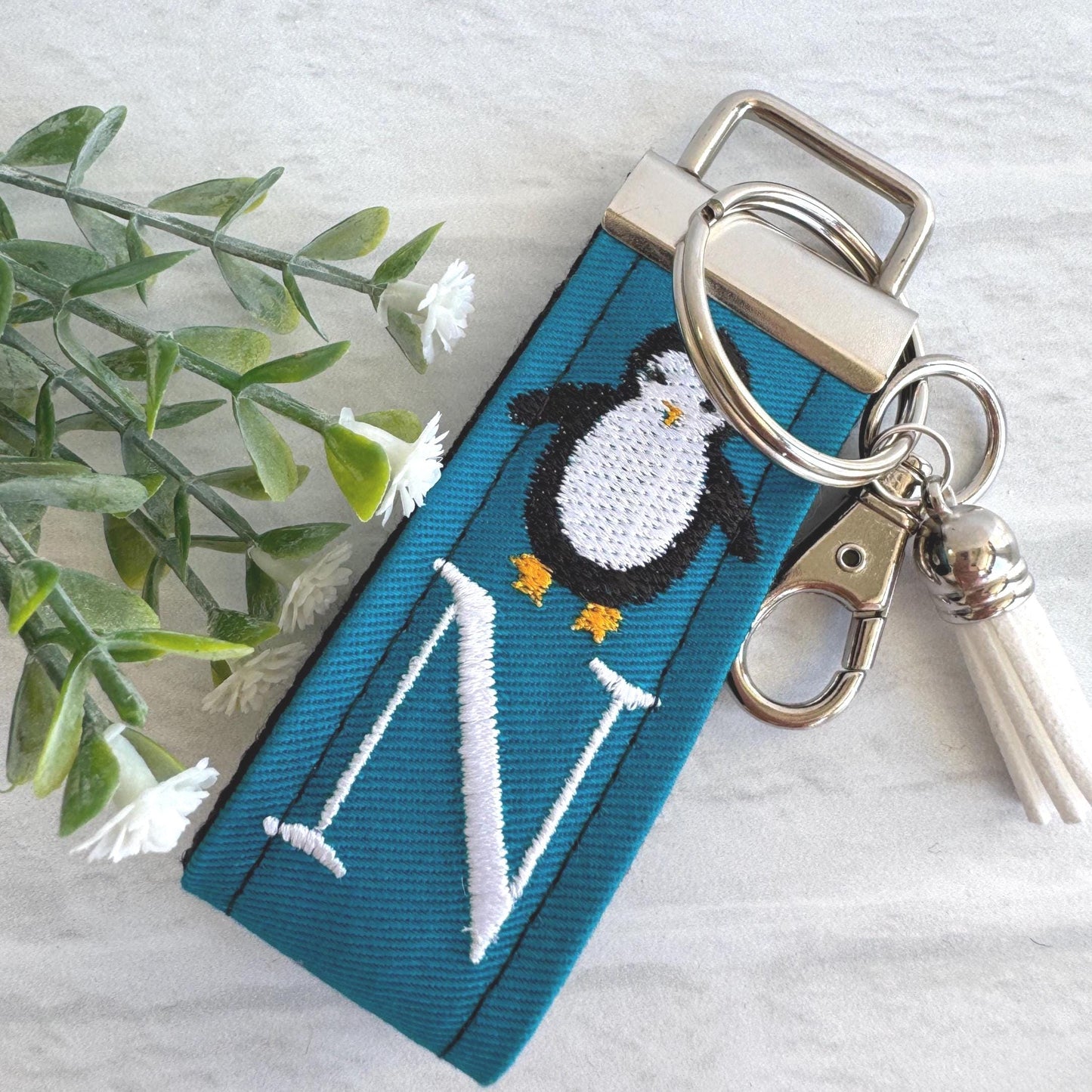 Penguin Initial Keychain, Penguin Gift, Baby Penguin, Penguin Chick, Cheer up Gift, Goodbye Friend Gift, Penguin Gifts, Backpack keychain
