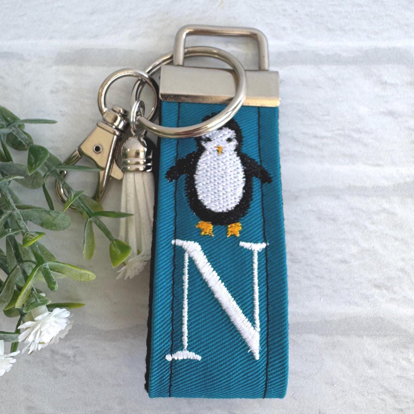Penguin Initial Keychain, Penguin Gift, Baby Penguin, Penguin Chick, Cheer up Gift, Goodbye Friend Gift, Penguin Gifts, Backpack keychain