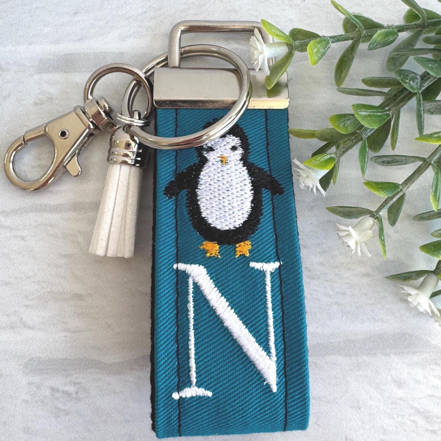 Penguin Initial Keychain, Penguin Gift, Baby Penguin, Penguin Chick, Cheer up Gift, Goodbye Friend Gift, Penguin Gifts, Backpack keychain