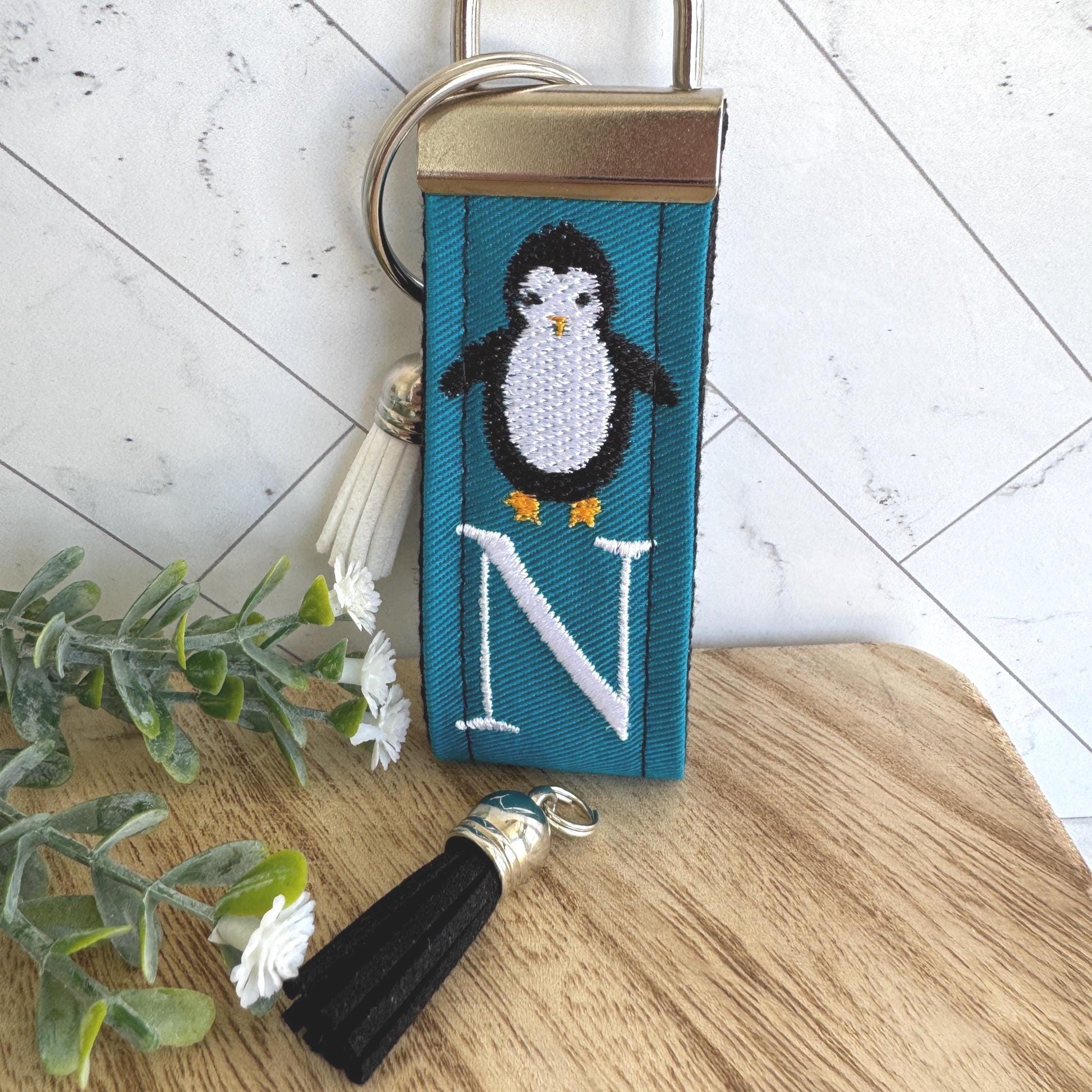 Penguin Initial Keychain, Penguin Gift, Baby Penguin, Penguin Chick, Cheer up Gift, Goodbye Friend Gift, Penguin Gifts, Backpack keychain