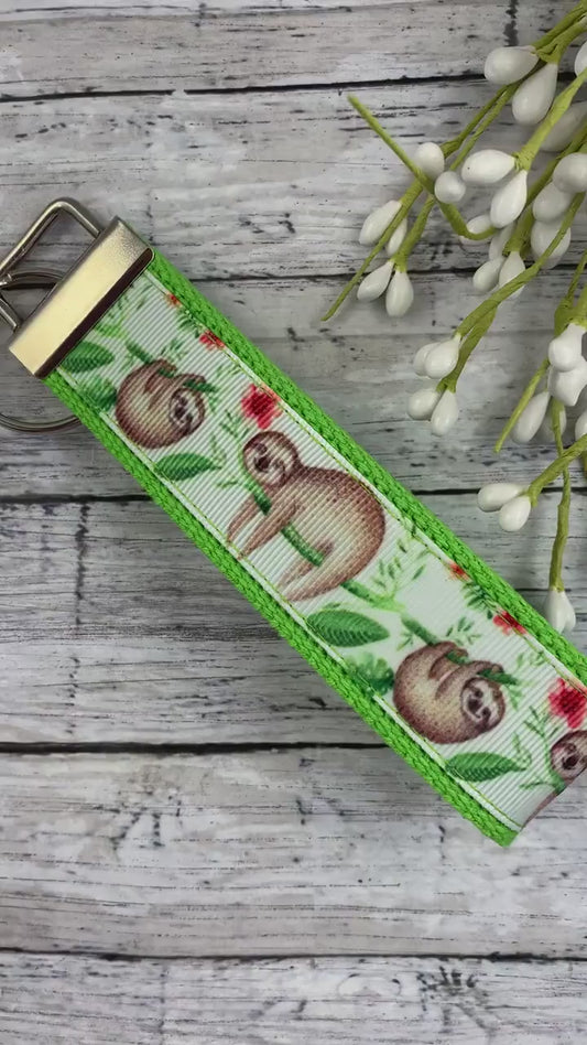 Handmade Sloth Keychain | Wristlet Keychain | Sloth Gifts | Best Seller | Ribbon Keychain | Sloths | Popular Right Now | Sloth Gift