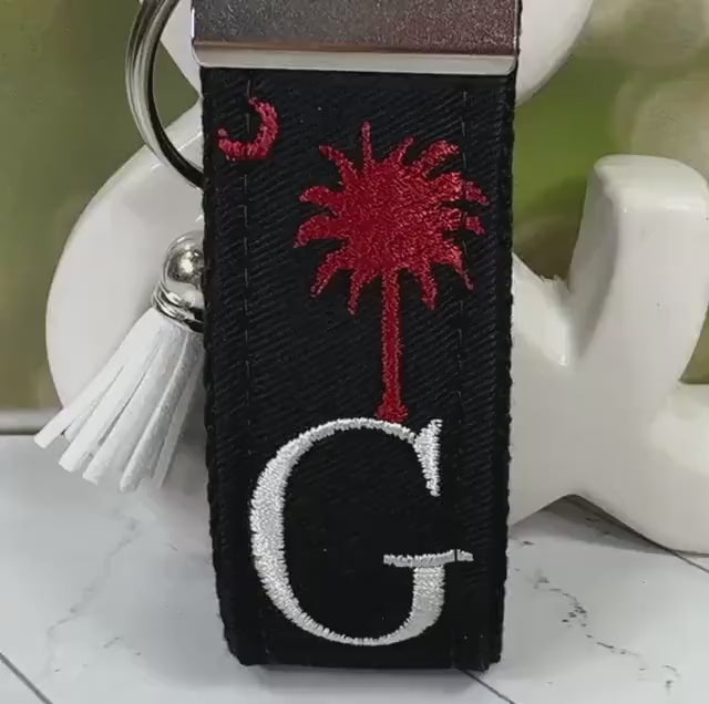 Palmetto Tree and Crescent Moon Keychain, South Carolina Gifts, Customizable Keychain, Initial Keychain, Luggage Tag, Retirement Gifts