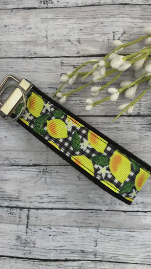 Handmade Lemon Keychain, Ribbon Keychain, Popular Right Now, Keyfob Wristlet, Soul Sister Gift, Get Well Gift, Moving Away Gift, Lemons