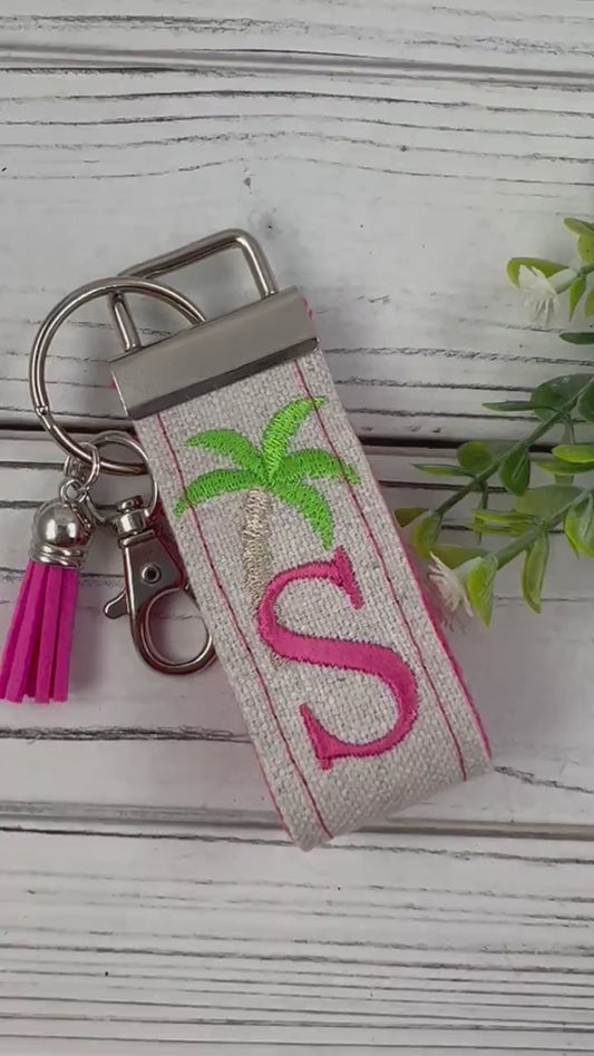 Handmade Palm Tree Keychain, Palm Trees, Beach Keychain, Customizable Keychain, Initial Keychain, Luggage Tag, Retirement Gifts, Beach Life