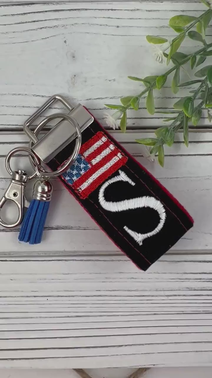 Handmade Flag Keychain, American Flag, Flag Gifts, Customizable Keychain, Luggage Tag, Military Mom Gift, Moving Away Gift, Trending Now