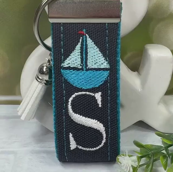 Sailboat Keychain, Sailboat Gifts, New Driver Gift, Initial Keychain, Luggage Tag, Couples Keychain, Nautical gifts, Sailing gifts