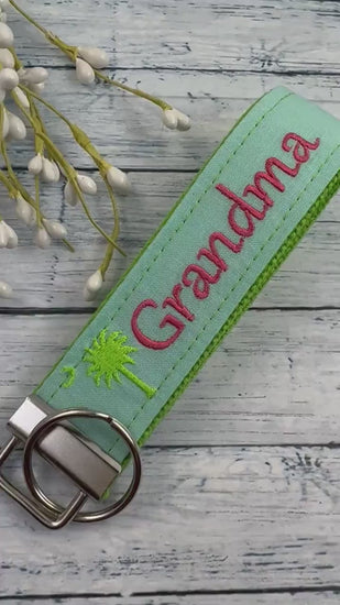 Grandma Keychain, Grandma Gift, Grandma Birthday Gift, Embroidered Keychain, Grandma Key chain, Embroidered key fob, wristlet keychain