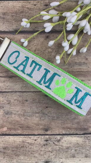 Cat Mom Keychain, Rescue Mom, Vet Tech Gift, Cat Lover Gift Ideas, Embroidered Keychain, Adopt a Pet, Trending Now, Cat Sitter, Cat Owner