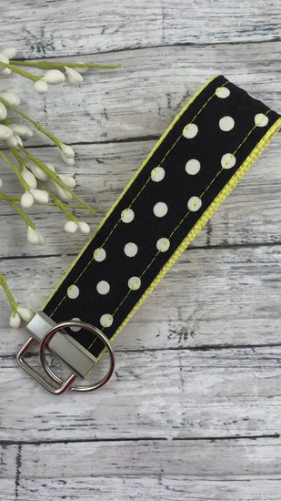 Handmade Wristlet Keychain in Polka Dot fabric, High School Graduation Gift, Best Friend Gifts Long Distance, Preschool Teacher Gifts