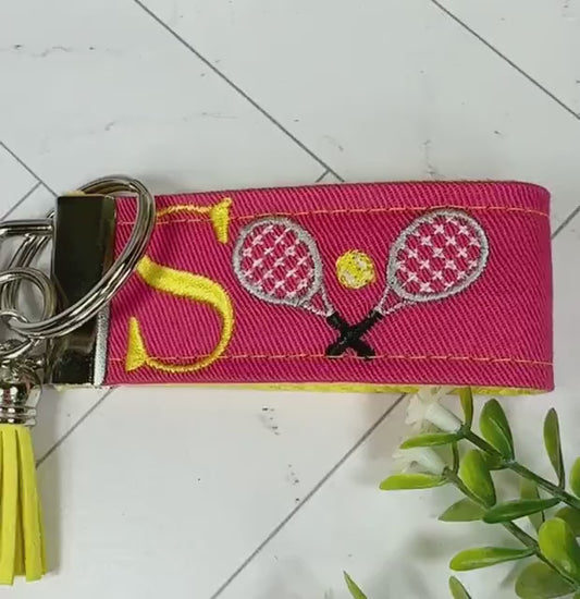Tennis Keychain, Tennis Gifts, Tennis team, Backpack Keychain, Letter Keychain, Embroidered Keychain, Cool Keychain, Luggage Tag, Tennis Bag