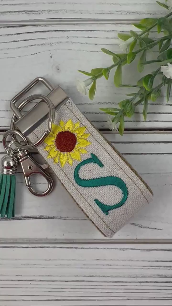 Handmade Sunflower Keychain, Sunflowers, Customizable Keychain, Personalized Initial Keychain, Luggage Tag, Moving Away Gift, Step Mom Gift