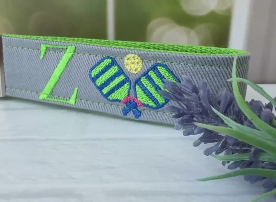 Pickleball Keychain, Pickleball Gifts, Wristlet Keychain, Letter Keychain, Embroidered Keychain, Pickleball Team, Pickleball Basket