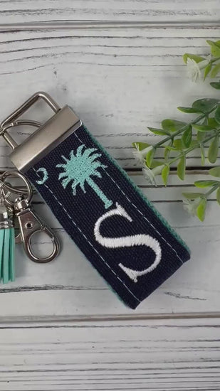 Palmetto Tree and Crescent Moon Keychain, South Carolina Gifts, Customizable Keychain, Initial Keychain, Luggage Tag, Retirement Gifts