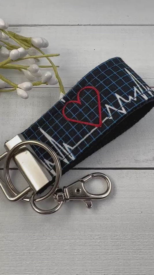 Heart Keychain, Mini Keychain FOB, Male Nurse Gifts, Heartbeat, Medical Student Gift, Doctor Gift, RN Gifts, Cardiologist Gift, Nurse Life