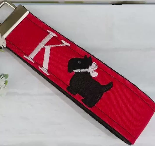 Handmade Scottish Terrier Keychain, Scottie Dog, Scottie Dog Gifts, Scottish Terrier Gifts, Life is Better with a Dog, Initial Keychain