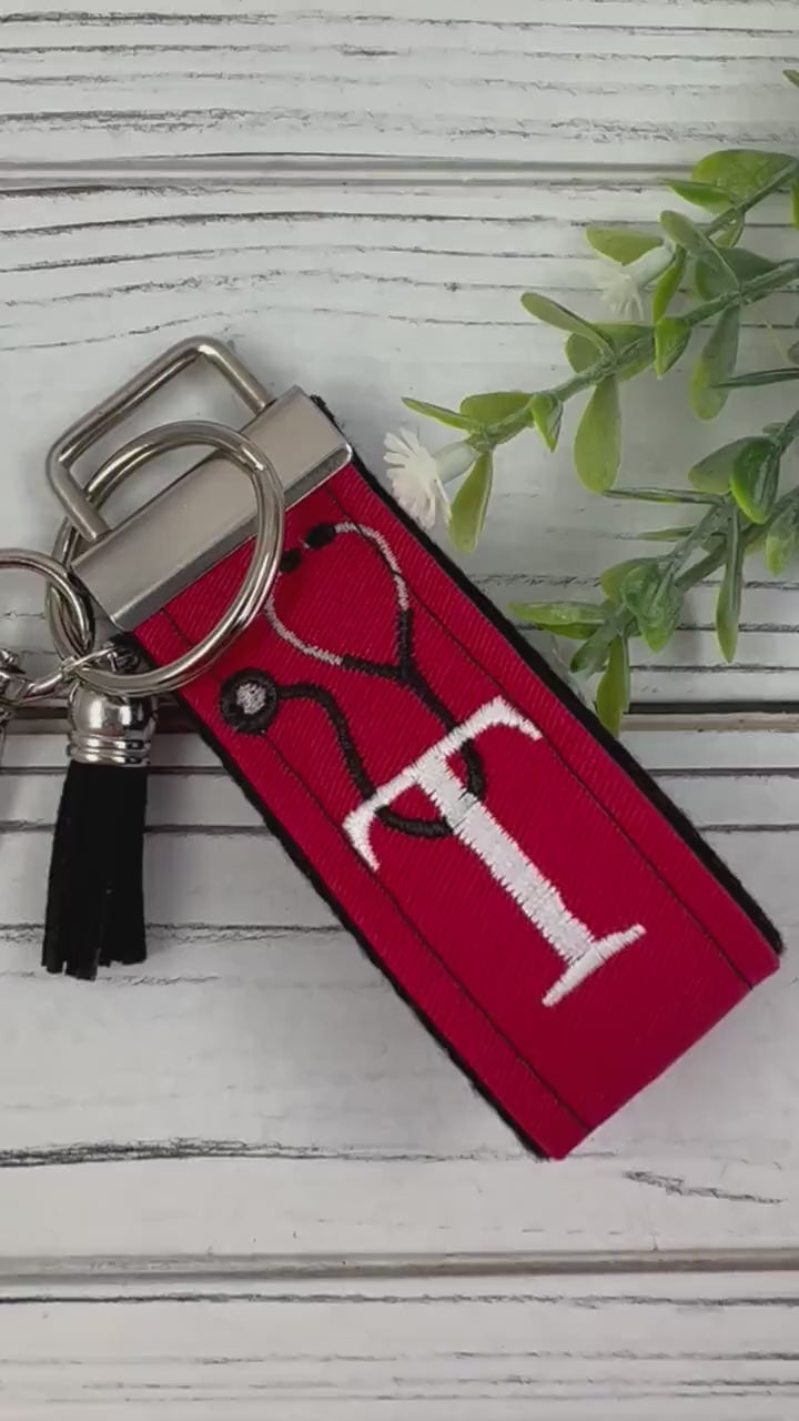 Stethoscope Keychain, Customizable Keychain, Personalized Initial Keychain, Luggage Tag, Medical Student Gift, Gift for Nurse Graduation