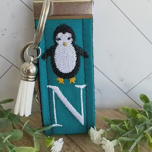Penguin Initial Keychain, Penguin Gift, Baby Penguin, Penguin Chick, Cheer up Gift, Goodbye Friend Gift, Penguin Gifts, Backpack keychain