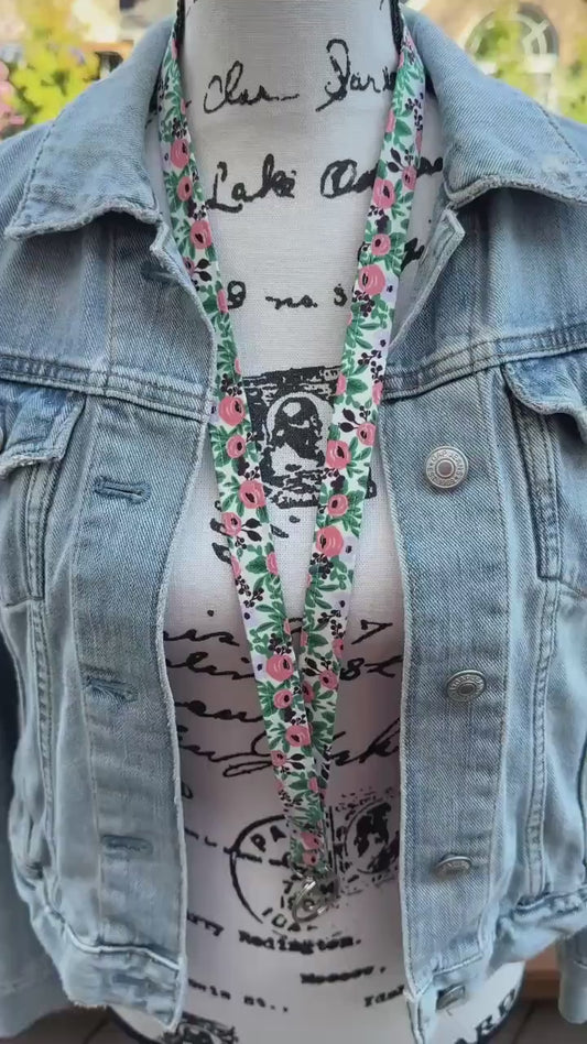 Rifle Paper Co Rosa Lanyard | Fabric Lanyard | Badge ID Holder | Name Tag Lanyard | Keychain | Lanyard for Keys | Floral Key Holder