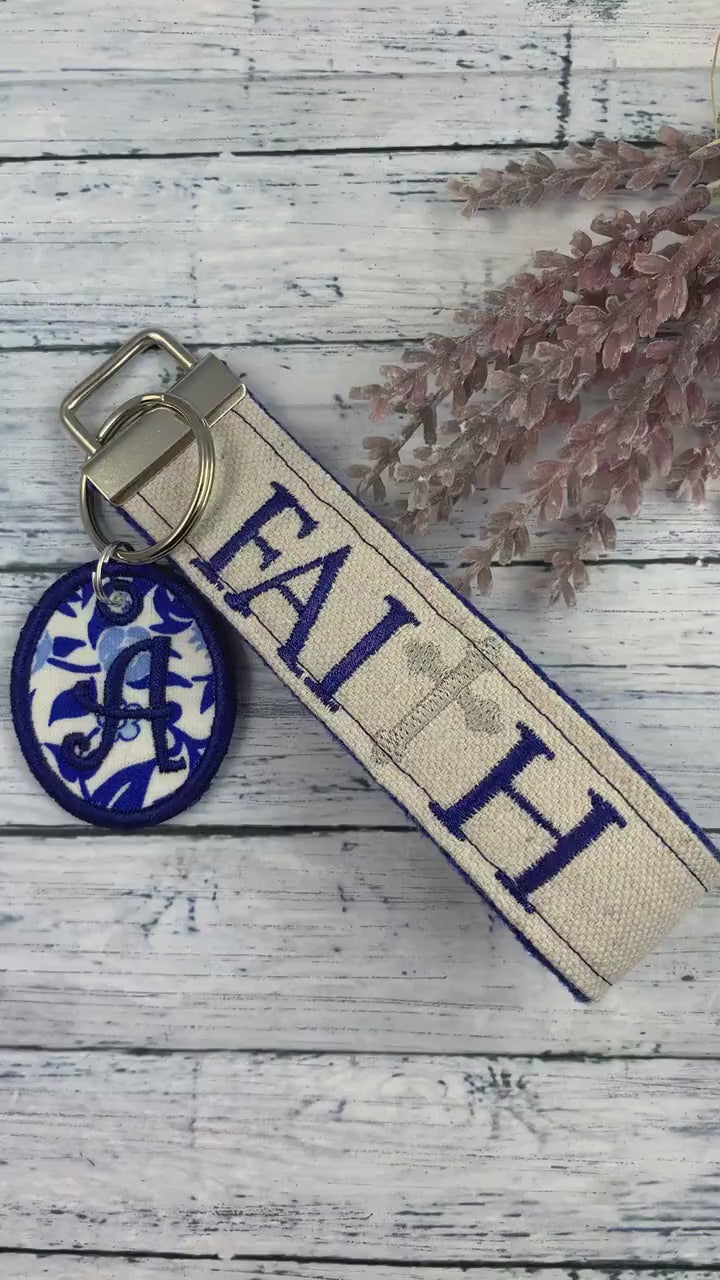 Faith Wristlet Keychain, Wrist Keychain for Her, Key fob Wristlet, Keychain Wristlet, Bracelet Keychain, Inspirational Keychain, Monogram