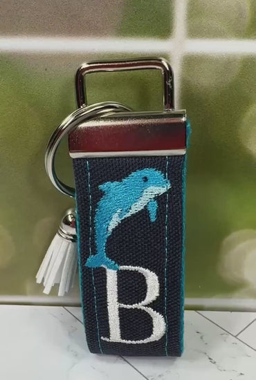 Dolphin Keychain, Dolphin Gifts, Preschool Teacher Gift, Backpack Keychain, Kids Keychain, Embroidered Keychain, Personalized keyring