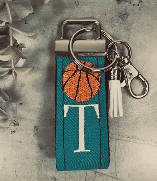 Basketball Keychain, Basketball Mom, Basketball Gifts, Basketball Coach gift, Initial Keychain, Male Teacher Gifts, Basketball team Gifts