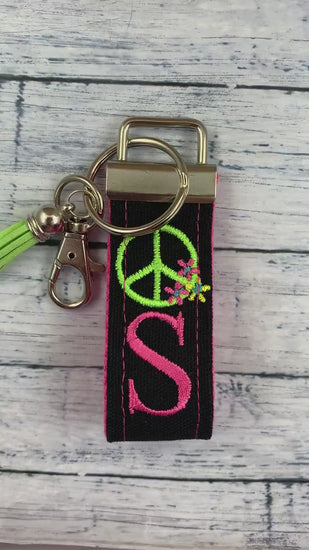 Peace Sign Initial Keychain, Stress Relief Gift,  Popular Right Now, Cheer up Gift, Goodbye Friend Gift, Peace Symbol, Peace Sign Gifts