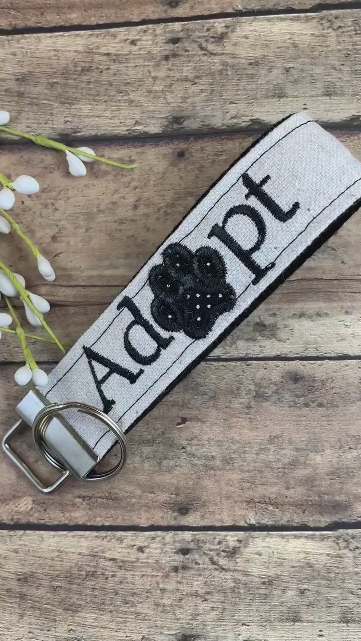 Adopt a Pet, Trending Now, Adopt Me, Dog Mom Keychain, Rescue Mom, Vet Tech Gift, Adopt Dog,  Embroidered Keychain, Cat Lover Gift, Cat Mom